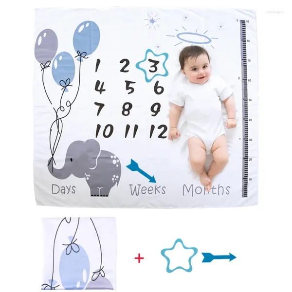 Cobertores D0 1 set Baby Monthly Record Growth Milestone Blanket Born Pograph adereços Acessórios Acessórios Principal de impressão de desenhos animados