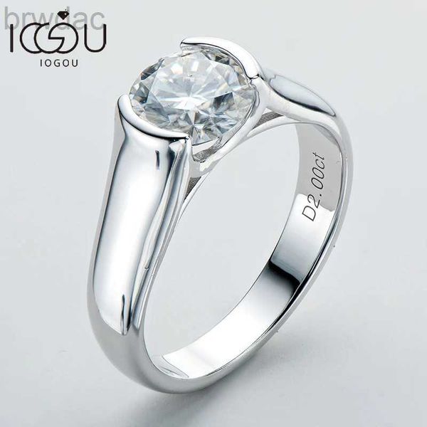 Solitaire Ring IOGOU 2CT Moissanite Diamond SolitiAe Engagement Rings for Women 100% 925 Sterling Silver Bridal Weding Banding Definir 8mm D240419