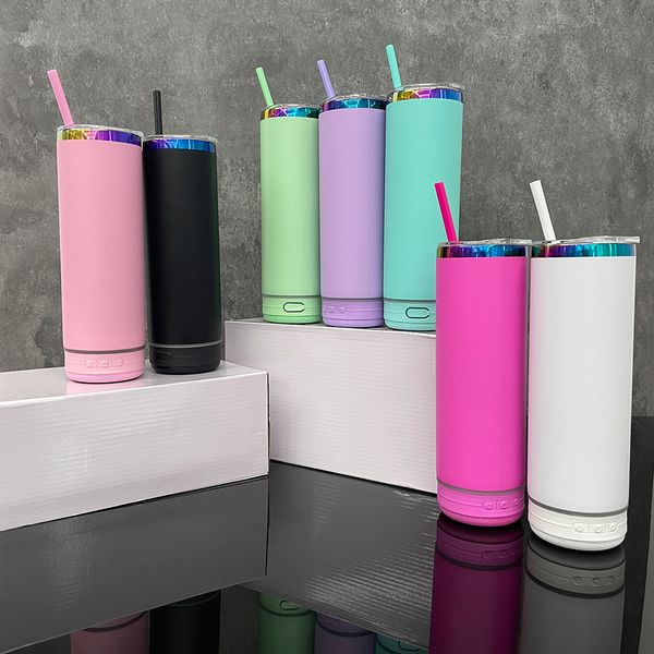 Büyük Kapasite En İyi Değer Hediyeleri Akıllı Müzik Paslanmaz Çelik Su Geçirmez Hoparlör Kupası Gökkuşağı Kaplama 20oz Hoparlör Müzik Tumbler ile Colord Straw, Case tarafından satıldı