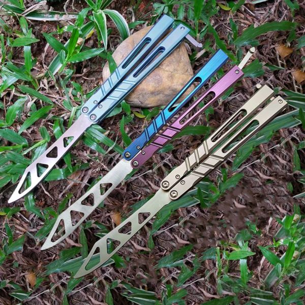 Theone Butterfly Trainer Knife Brs Alpha Beast Channel Ab Titanium Handle D2 Bolleding System Jilt Swing Free Awing Knives