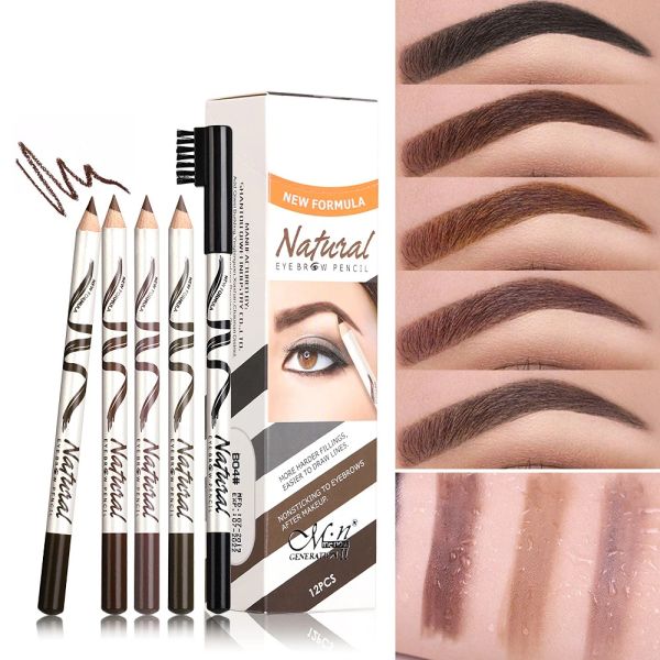 Enhancer Double Eyebrow Stift mit Pinsel Zahnbürstenkopf Augenbrauen Bleistift Multifunktional wasserdichtes langlebiges Make -up