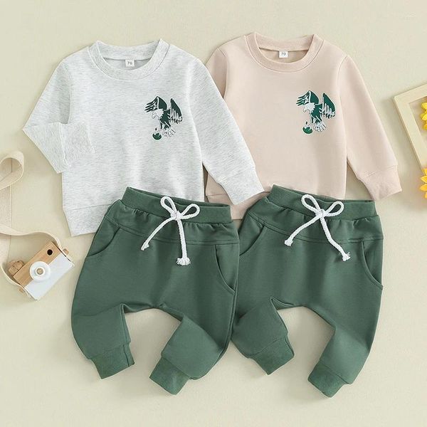 Set di abbigliamento 2024-11-09 lioraitiin da 6m-3y per bambini per bambini a maniche lunghe e pantaloni elastici abiti primaverili