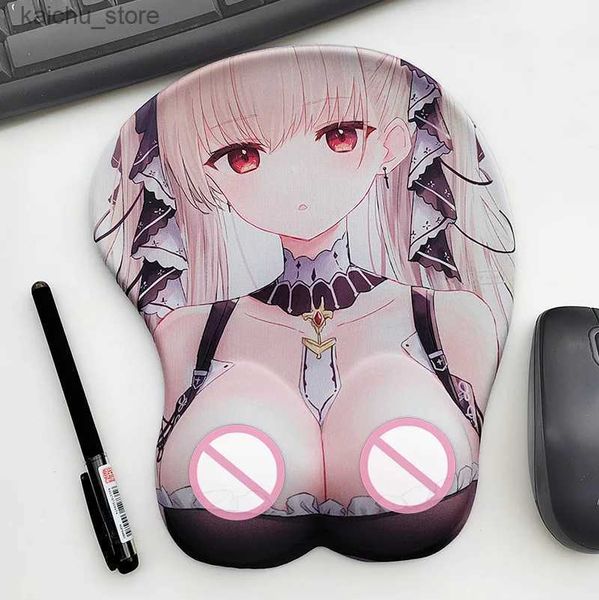 Mouse pads Pulseira Roups Mouse Pad Gamer Anime Sexy Girls 3D Boobs formidável anti-deslizamento Oppi com o pulso Mat Azur Laneown Prinz Eugen Blond Levi Ackerman Y240419