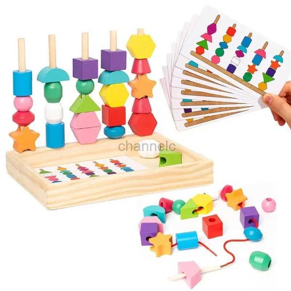 Bambini 3D bambini Montessori in legno giocattoli a colori abbinamento gioco puzzle game colorato con perline cognizione giocattoli educativi precoci per bambini 240419