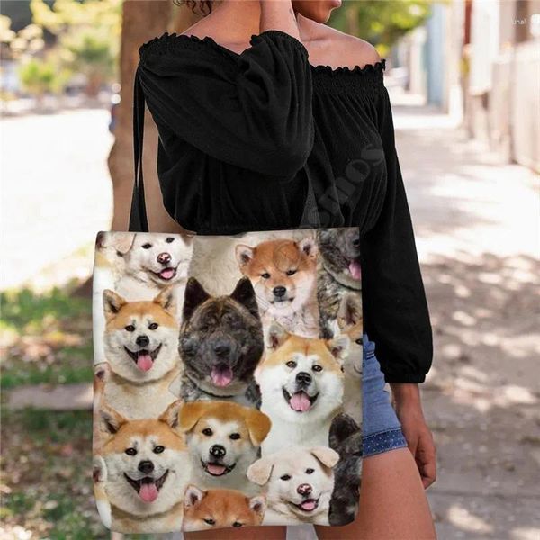 Stume di stoccaggio Un mucchio di ambienti di borsa per stampato 3D Aidies Shopper Funny pieghevole riutilizzabile multiuso a 14 motivi per cani in stile