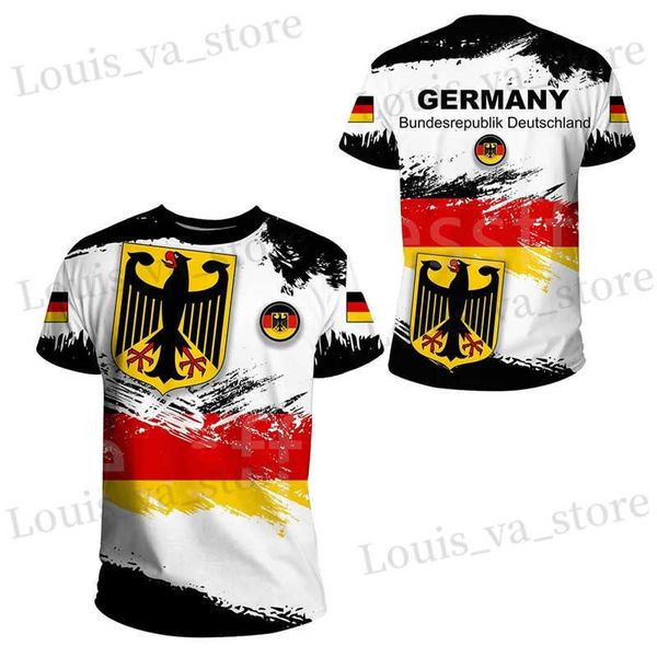 Camisetas masculinas camisetas de bandeira alemã para homens para homens 3d Impresso Summer Sport Gym T-shirt de grandes dimensões roupas harajuku moda strtwear t 240419