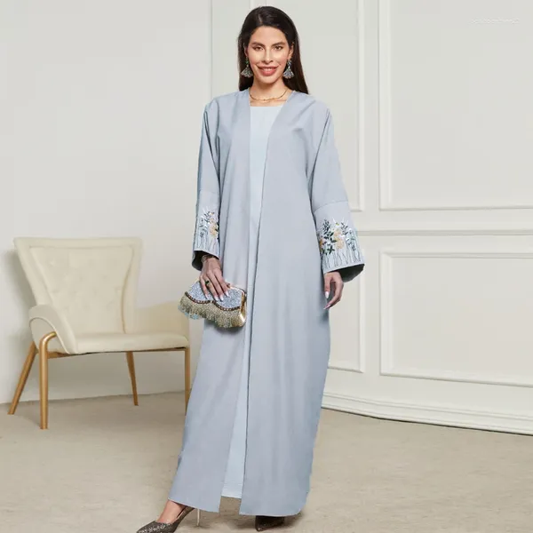 Abbigliamento etnico chic casual aperto kimono abaya donne musulmane shalwar kameez jalabiya ricamo a maniche lunghe abito cardigan marocchino africano