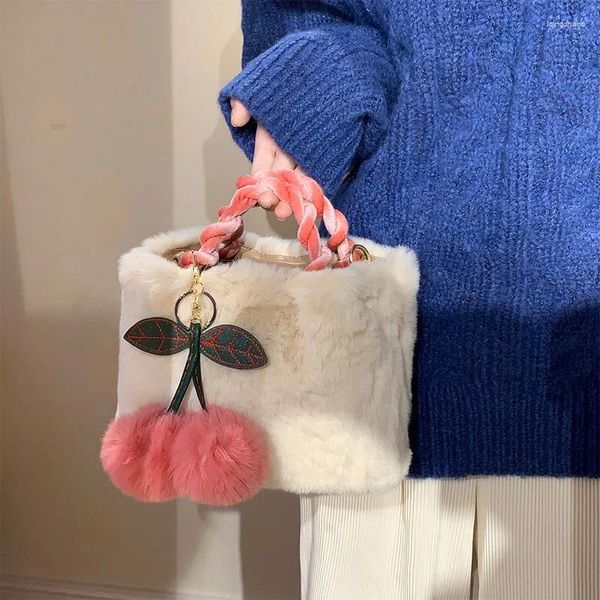 Stume da stoccaggio soffice peluche per ragazze organizzatore cosmetico organizzatore staccabile da viaggio portatile da viaggio per la moda con pendenti ciliegia