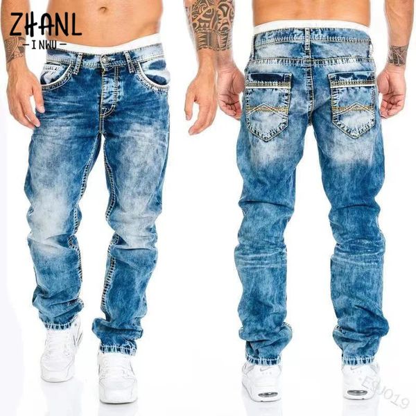 Jeans dritti uomo in lavagna vintage pantaloni primavera estate fidanzato largo maschi streetwear designer cacual cowboy pantaloni 240415