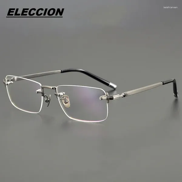 Sonnenbrillen Frames Eleccion hochwertige Titanmänner Randl esslose Brille Optik Rahmen männliche Myopia Rahmenlosen Brillen verschreibungspflichtige Brille Wei es