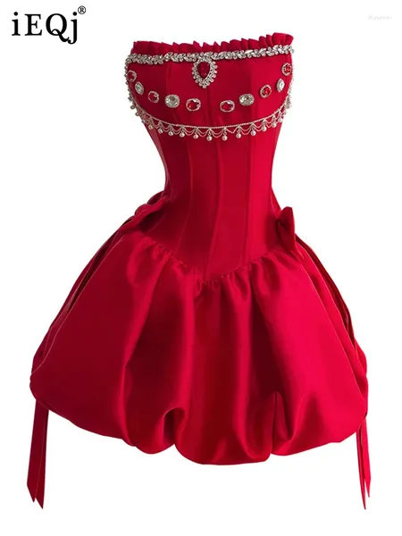 Vestidos casuais festa de casamento elegante vermelho para mulheres emendado curativo arco de altura mini vestido 2024 roupas 3wq7715