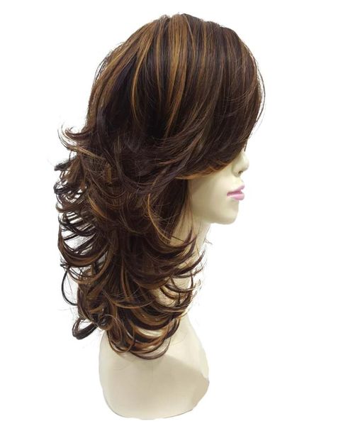 Women039s Perücken Auburn Layered Medium Curly Frisuren für dicke Haare synthetische volle Perücken3935787