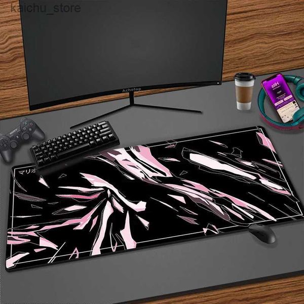 Maus -Pads Handgelenk ruhen schwarz und rosa Computer Maus -Pad Gaming Mousepad Abstract Large 90x40 cm Mousemat Gamer XXL MOUSE CARPET PC DESCH DECK MAT Keyboard Pad Y240419