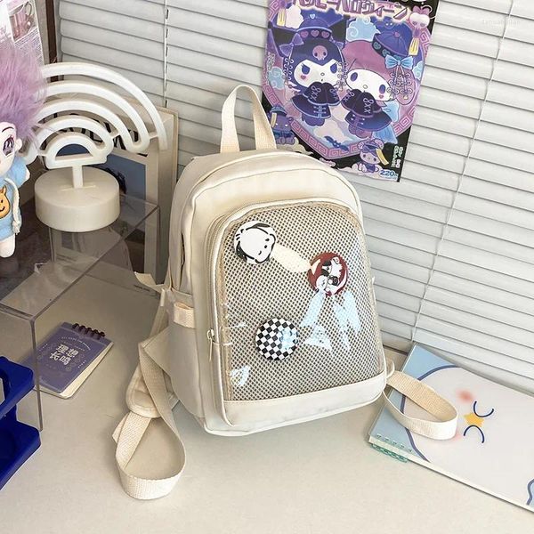 Backpack Koreanische Mädchen große Schultasche 2024 Ita mit klaren Taschen für Pin Display Frauen Big Kawaii