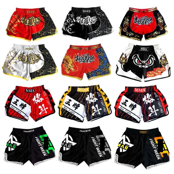 Muay Thai Shorts for Men Children Fitness Sports Kickboxing Boxing Pantaloni che affrontano sanda Fightwear MMA Clothing 240408