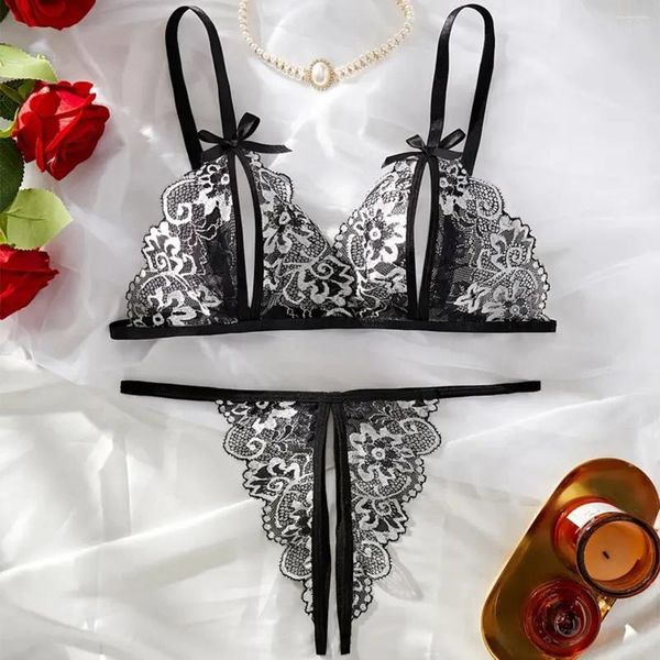 Reggiseni set da donna ricami bianche da donna in stile sottile sexy lingerie fantasia in pizzo 2 pezzi trasparenti reggiseno erotico bellissimo reggiseno e mutande