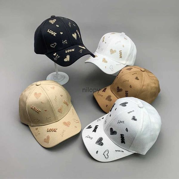 Ballkappen Hip Hop Stickerbrief Liebe Frauen Baseballhüte Baumwolle Kpop Gold Skateboard Streetwear Erwachsener hochwertiger Modesportkappen