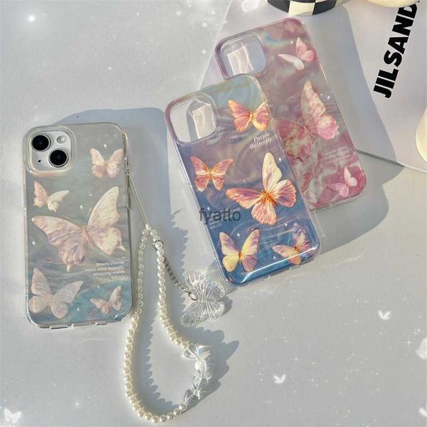 Handyfälle Instagram Korean Hanyu Butterfly Geeignet für iPhone 15 Promax Case 14 Pro -Armband 13/12 Frauen H240419