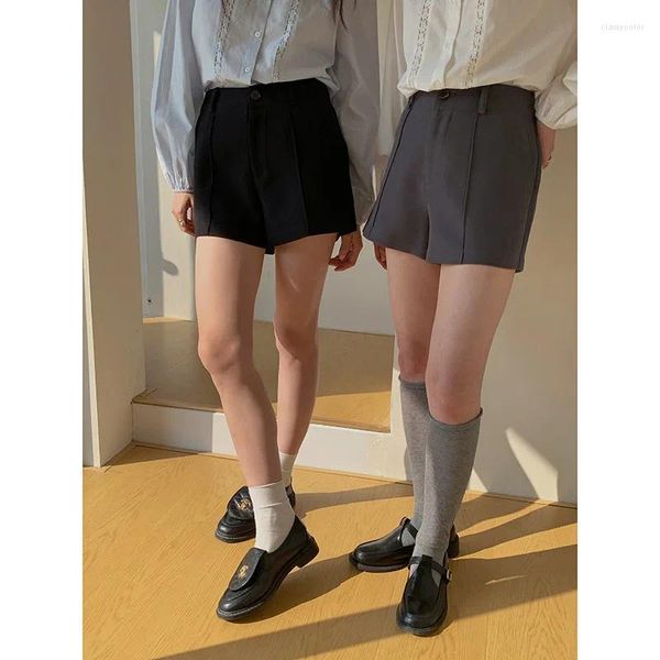 Frauen Shorts Korean Fashion Casual A-Line Frauen 2024 Sommer Solid Color High taisted Blazer Taschen Hosen Girls High Street
