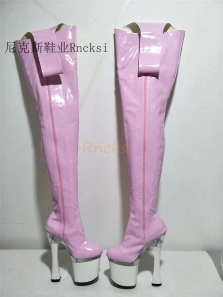 Botas de sapatos com uma altura do calcanhar de 20 cm acima da cintura Toys de dança de brinquedos e cintos de ponta em torno da plataforma do dedo do pé