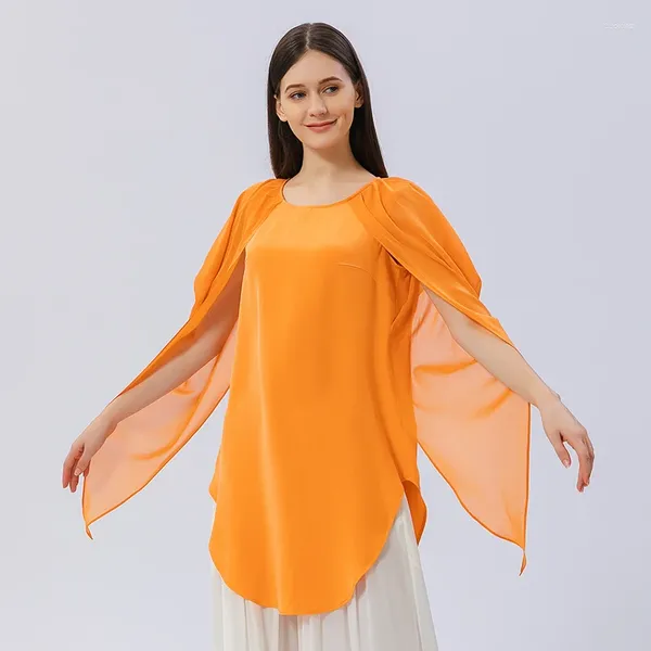 Magliette da donna eleganti volant arancione arancione arancione arancione autunno o-scolido streetwear thirts tshirts party thirts dritte be831 be831 be831