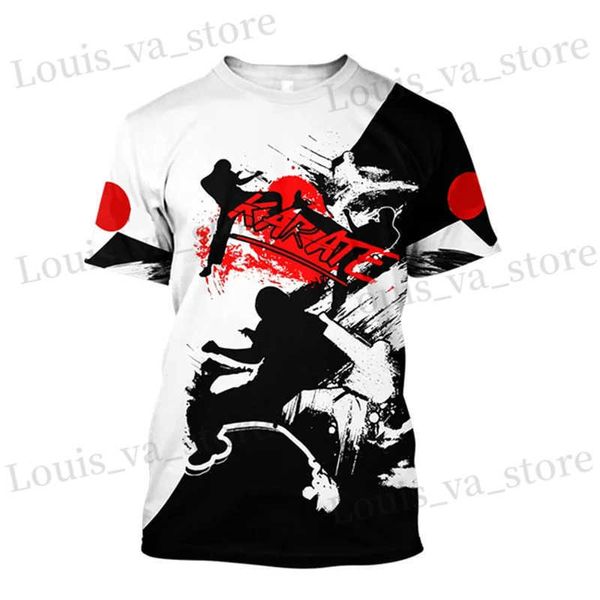 T-shirt maschile uomini kungfu abbigliamento addestramento karate pugno di fugo harajuku stampa maschi maglietta maschi