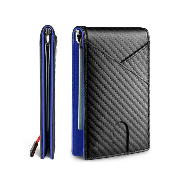 Зажимы Dienqi углеродное волокно RFID Мужские кошельки Money Clip Slim Thin Thin Card Dower Money Bag Luxury мужчина маленький короткий кошелек бифлок Bifold Coverlet кошелек