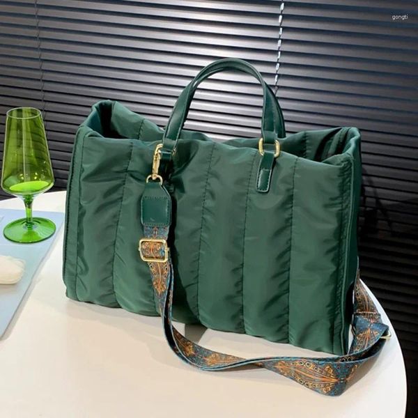 Umhängetaschen Frauen platten große Kapazität Handtaschen Grüne Big Totes Classic Nylon Down Wattebag Office Lady Shopper