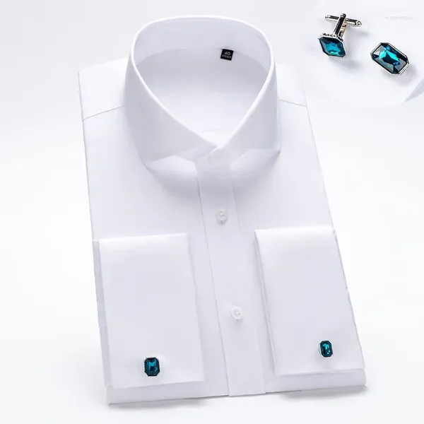 Camisas de vestido masculinas Windsor Collar Casco de algodão Camisa francesa Camise