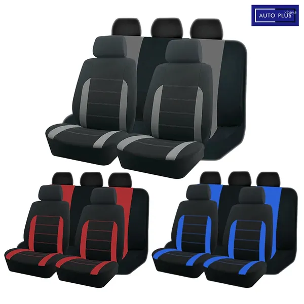 Autositzabdeckungen Auto Plus 4pcs/9pcs Rot/Grau/Blau Universal Polyester Passform für die meisten SUV -LKW -Van -Zubehör Innenraum