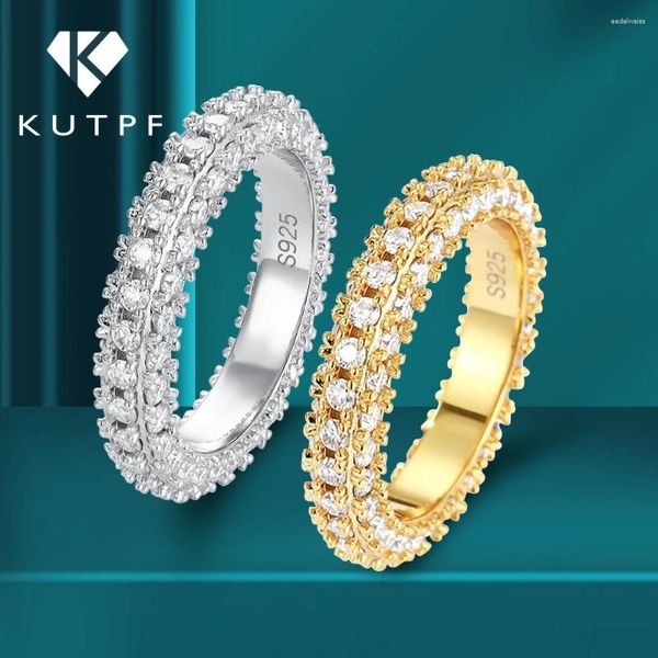 Clusterringe alle Moissanite Hochzeit Eternity Band für Frauen D VVS1 Diamond mit GRA S925 Silber plattiert 18k Goldversprechen Verlobungsring