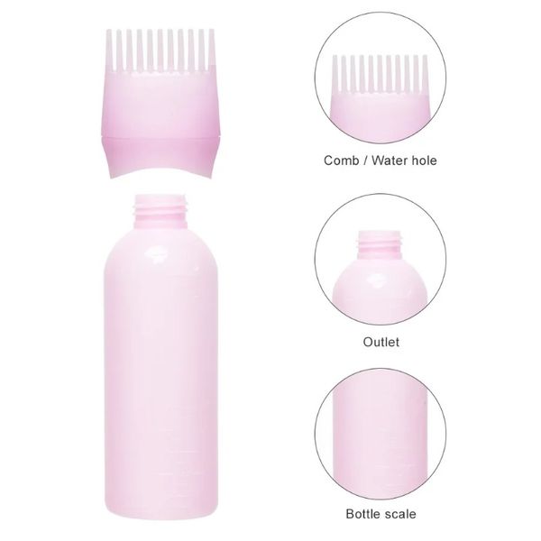 2024 170 ml Aplicator de garrafa de shampoo de tinta de cabelo de plástico com pincel graduado Kit de salão de cabelo para colorir ferramentas de estilo para cabelo para cabelos