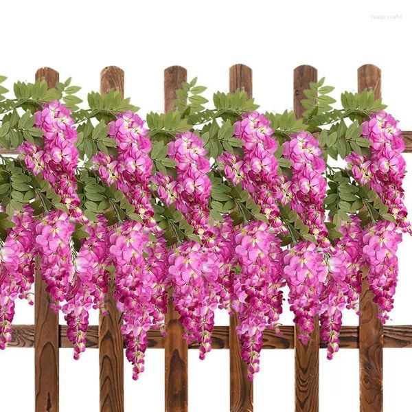 Flores decorativas Falsas Wisteriais Flower Tridentned Faux Vine Garland Home Decorações para o aniversário