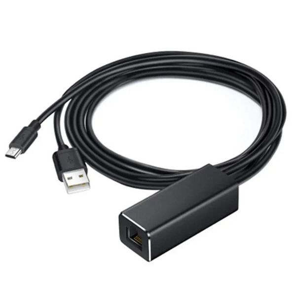 Novo 1m 3 em 1 micro USB a RJ45 Adaptador Ethernet para Fire TV Stick 480Mbps LAN Cartão de rede com fonte de alimentação USB 100m Ethernet