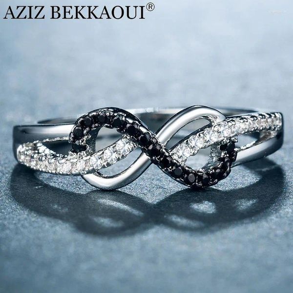 Yan taşlarla aziz bekkaoui moda gümüş sonsuz aşk kristal alyans kadınlar için klasik kübik zirkonya yüzük mücevher hediyesi