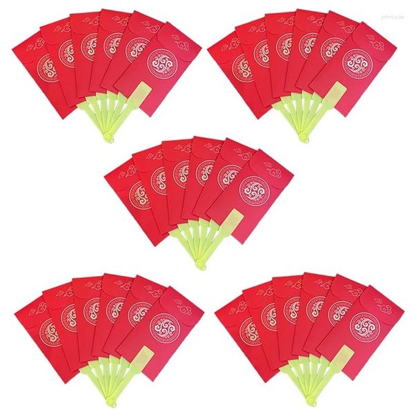 Embrulhado de presente 5pcs envelopes vermelhos envelope de fãs chineses pacote de dinheiro do conjunto de sorte