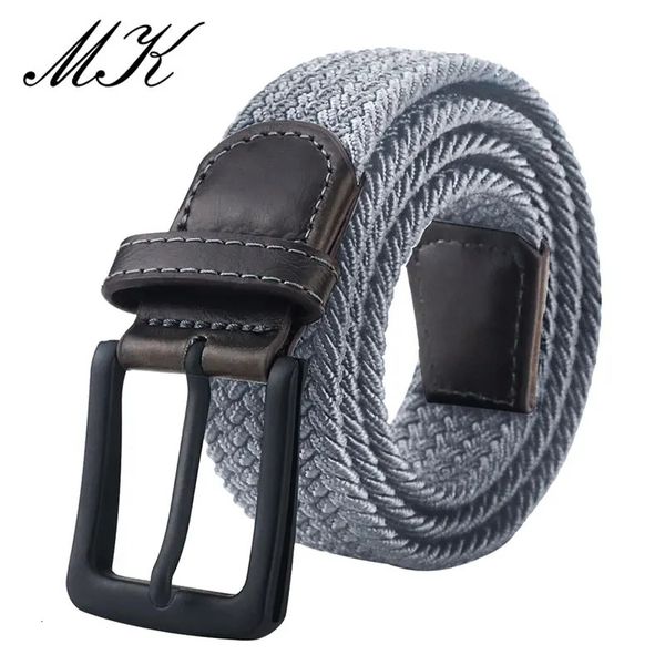 Cintos de lona de maikun para homens fashion metal pino fivela de fivela militar cinta tática de cinto elástico para calças jeans 240419