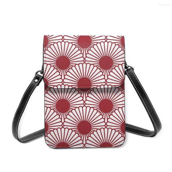 Bag Japanische Chrysanthemen traditionelle Blumen Handy Geldbeutel Smartphone Brieftasche Leder Schultergurt Handtasche Frauen
