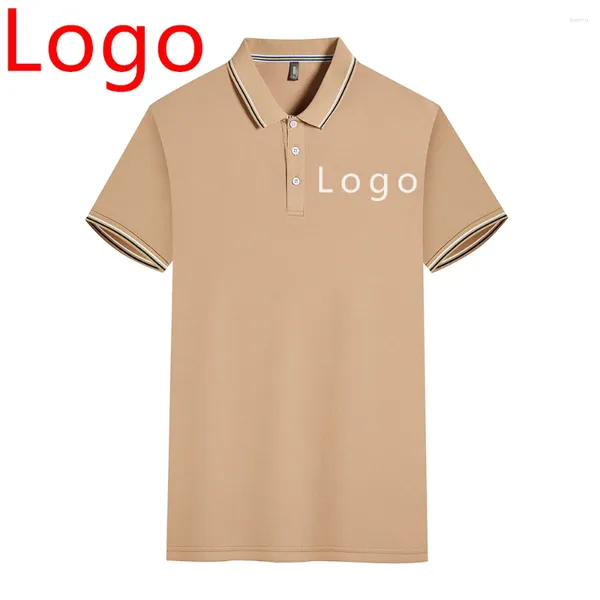 Logo Polos maschile Custom e Women's Ice Silk Polot Shirts a maniche corte Summer Casual Office BreathAbl