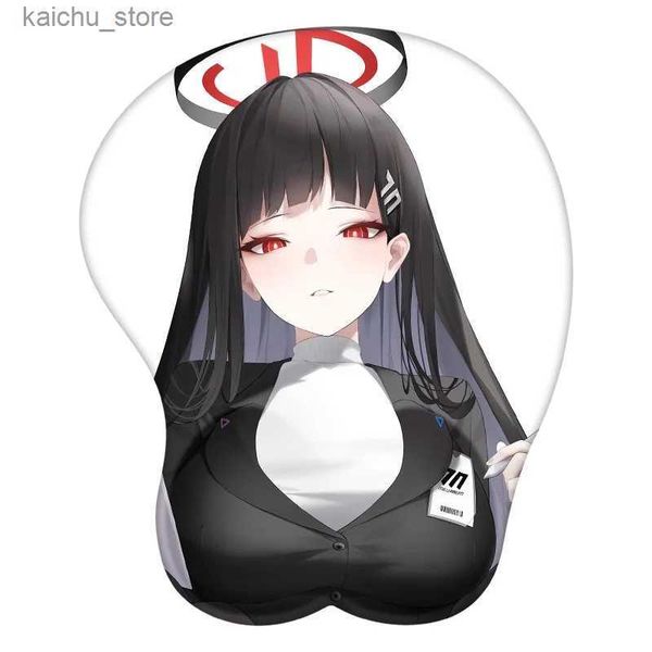 Maus -Pads Handgelenk ruhen Tsukatsuki Rio Blue Archive Anime Sexy 3D Maus -Pad -Handgelenk Ruhestisch Mousepad Mat Gamer Accessoire Y240419