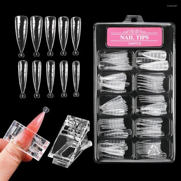 Kits de arte na unha cobre o gel UV com extensões de clipes Manicure Tools Forms Duas Unhas Falsas Dicas de Mold de decoração DIY