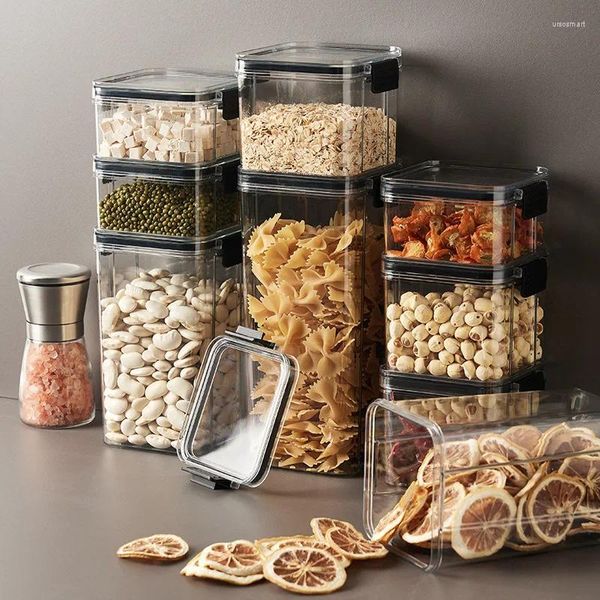 Garrafas de armazenamento Nuts Caixa de alimentos de cozinha Grãos inteiros Caixa de frutas seco de plástico transparente selado.