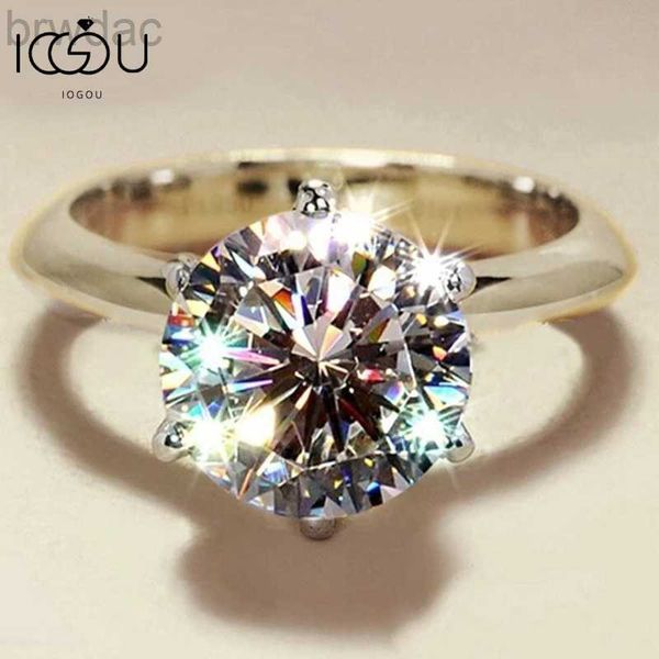 Кольцо для пасьянса IOGOU 0,5CT-3CT MOISSANITE Solitaire Ring For Woman Yellow Gold Silver 925 Обручальное обручальное обручальное кольцо с ювелирными украшениями GRA D240419