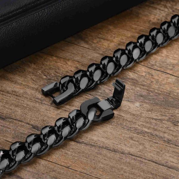 Цепь vnox 8 мм/10 мм жирные кубинские сети браслеты для мужчин Черная нержавеющая сталь.