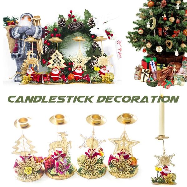 Candele Snowflake Snowflake a cinque punti Iron Candlestick Christmas Desktop Sfondo Decori