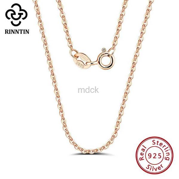 Anhänger Halsketten Rinnntin Roségold 925 Sterling Silber Fashion Kabelverbindungsketten Halskette für Frauen dünne Nackenkette Accessoires Schmuck SC06 240419