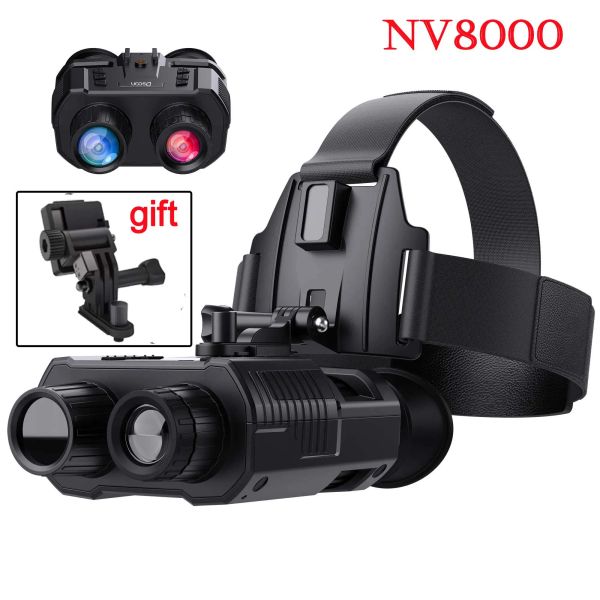 Telescópios NV8000 Pro 3D Infravermelho Night Vision Binoculars Telescópio HD 1080p Câmera de escuridão para montagem da cabeça para táticas de caça