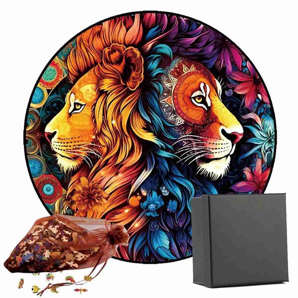 3D Bulmacalar En Kalite 3D Jigsaw Ahşap Bulmacalar Aslan Hayvan Yolu Kart Yetişkinler Çocuk Oyuncakları Aile Bulmaca Oyunu Ev Dekorasyonu 240419