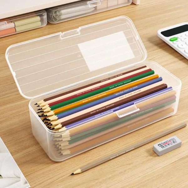 Прозрачная пластиковая хранение для карандашной коробки с большой емкостью для домашней школы.