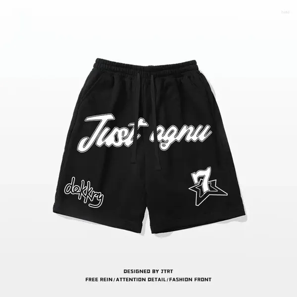 Men's Shorts Street Tide Brand Basketball Drawstring Men abaixo da calça esportiva de design de nicho do joelho